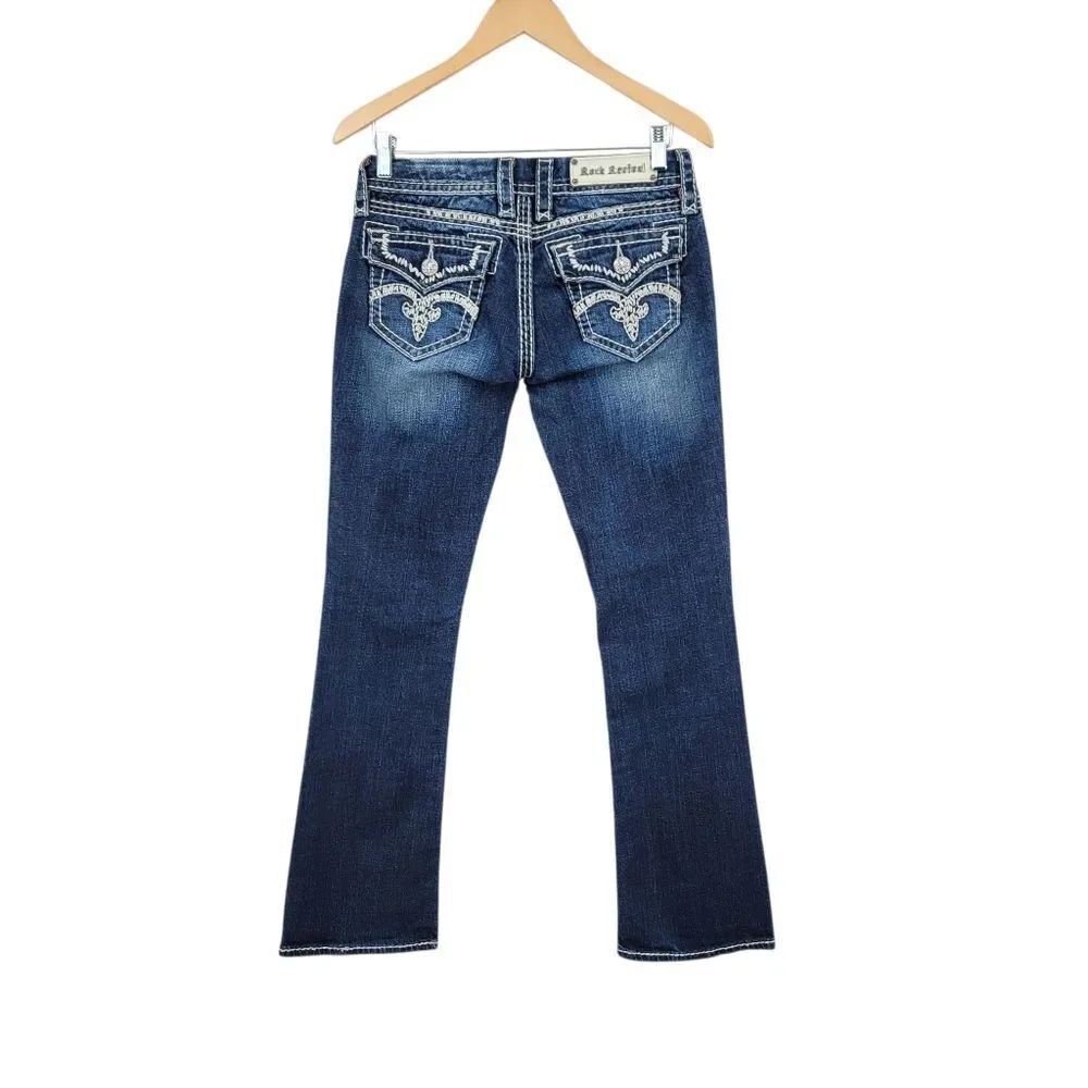 Rock Revival Jenna Boot Women's Dark Blue Boot Cut Jeans Bootcut Embroidered
